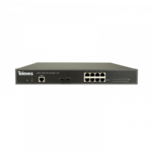 Switch Ethernet L2+: 8x Gb Ethernet (PoE+, 130W) + 2x SFP (1 Gbps)